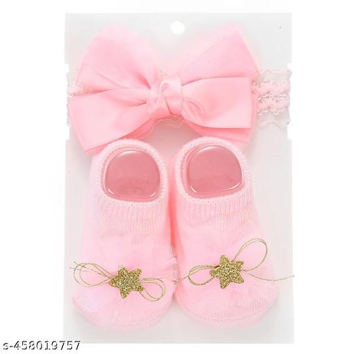 SYGA Baby Star Flower Hairband & Shoes Set  Soft, Comfortable Fit for Ages 0-1 Years | Ideal for Newborns & Toddlers(Light Pink)