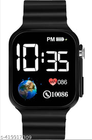 Trendy Black Colour Designer Strap Digital Watch for Unisex Kids Boys n Girls