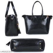 WOB worldofBags -Explore the latest  handbag designs, blending elegance and functionality in premium leather, Resin and PU, perfect for enhancing your fashion statement Black color Handbag (Medium Size)