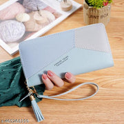 VATTU Women's Long Wallet Tassel PU Leather Multi- Slots Girls Zipper Coin Large Purse for Girls