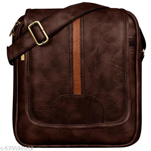 LOREM Brown Stylish Faux Leather Cross  Sling Bag For Men SL02