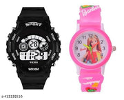 Digital Kids Watch Series Digital Unisex-Child Watch (Red Dial, Black & Pink Colored ) (Pack of 2)