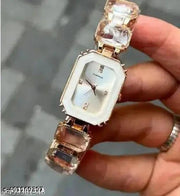 Women Luxury Watches Ladies Wrist Watches Women Square Quartz Watch For Gifts New Definition of Your Elegance: Cream Colored Chopper Watch, Women's Steel Wristwatch