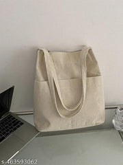 Corduroy Washable Trio Bag | Reusable Bag | Corduroy Smart Carry Bag For Women And Girls