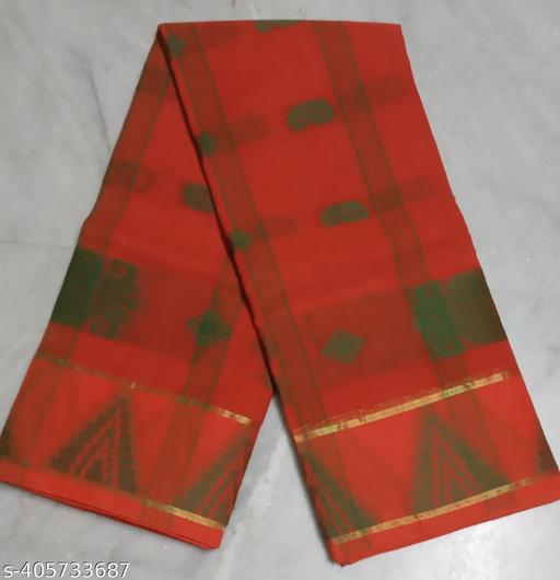 Raj Saree House Women's Bengali Pure Cotton Handloom Saree I Tant Saree I BengalI Saree  Daily  wear Tant   ( ORRANGE // Without Blouse)