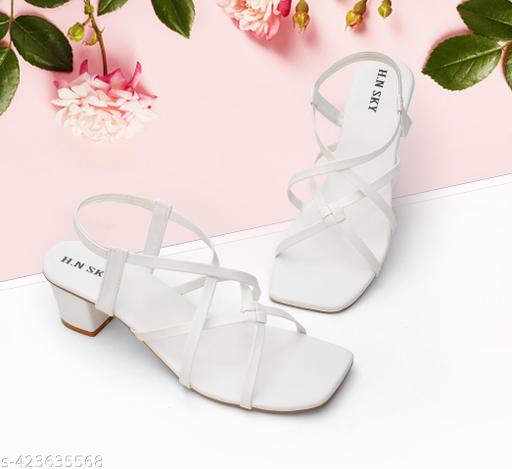 woman new trending white heel sandal