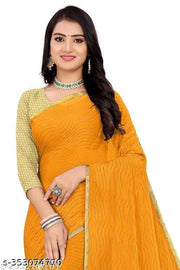 Najmin Chiffon Saree Dewdrop Foil Print & Brocket Blouse