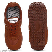 Stylish Brown Synthetic Solid Walking Shoes For Men