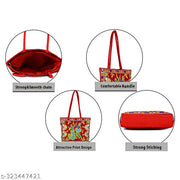 Royal Looking Cotton Traditional Ethnic Rajasthani Jaipuri Embroidered Handbag (Red)