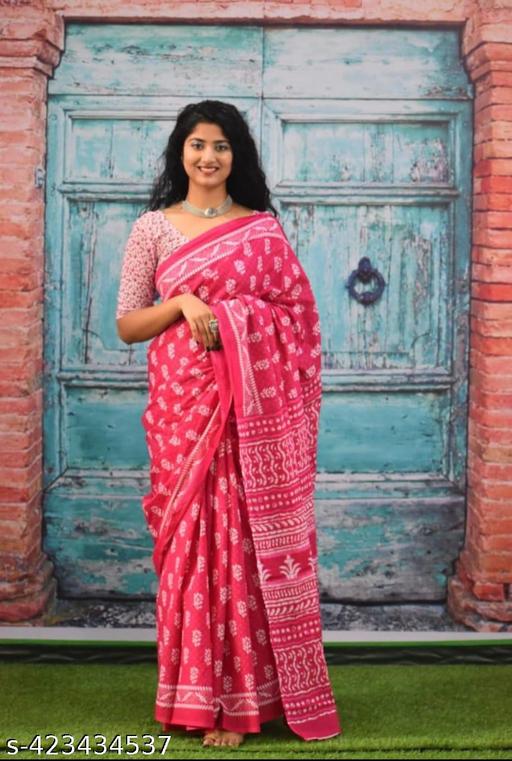 Soft Cotton Mulmul Saree with Separate Cotton Mulmul Blouse Piece Fabric Quality 191% Good Quality Product