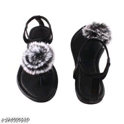 BLACK RABBIT SANDAL FLAT