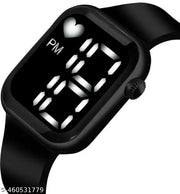Trendy Black Colour Big Led Light Digital Watch for Girls n Womens