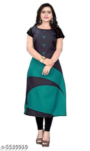 Polyster/Crepe fabric-Women's Colorblocked Kurti