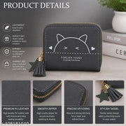 SYGA Wallet For Women's Short Cute  Zipper Leather Mini Purse Card/Coin/Cash/Key Holder(Dark Grey)