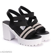 YoloYells Women Sandal outdoor High Heel Sandals Wedges Criss Cross Strips Daily Wear Sandal for Women Embroidery work for special designer