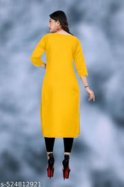 Plain Ethnic Pack of 2 American Regular Fit Kurta Round Neck New Stylish Casual Crepe Fabric Kurti For Women