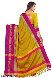 DIVINE ATTRACTIVE COTTON SILK WITH Tassels and Latkans Saree With Blouse