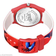 Quartz Analog Red Spiderman Dial Silicon Strap Watch for Kids