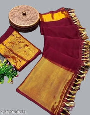 A4t Chiffon saree golden zari