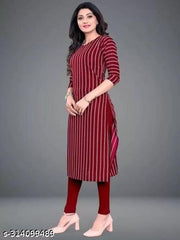 Polyster/Crepe fabric-Women's Regular Fit Aline Kurti Combo Pack Of 2 Pcs.