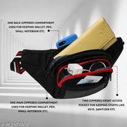 Waist Bag Men & Women Side Pouch for Travel & Sports Waterproof Adjustable Strap Waist Bag  (Black)