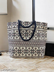 Elegant Edge: Black Cuve Blossom Tote l Shopping Bag l Grocery bag