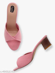 Taydol Women Fancy slip-on Block medium Heel Baby Pink velvet woven design pvc sole open toe Sandal (33)