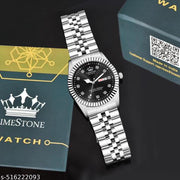 Legacy Series Stainless Steel Day and Date Functioning | Stylish Chain | Quartz Analog Watch for Boys/ Men