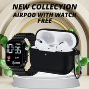 Airpod ProTrue Wireless Bluetooth Earphones with 3 Hours of Playtime with Stylist Watch Free & Compatible for all Smartphones (White)