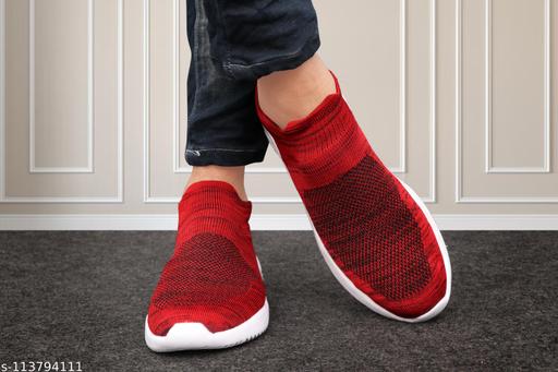 Fancy Red  Synthetic Sports Shoes For Men