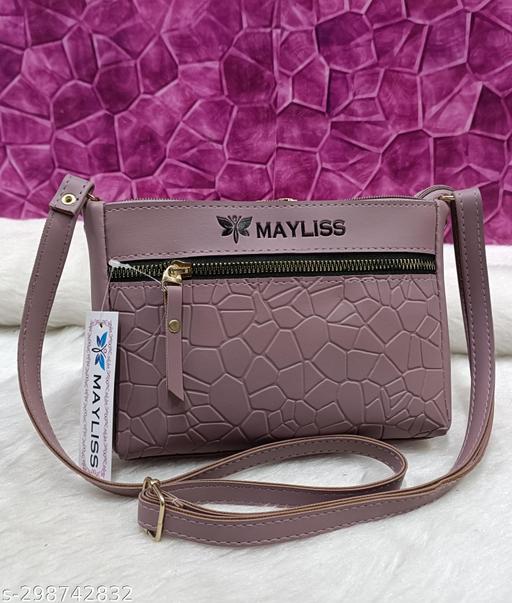 Attractive trendy women Lavender PU sling bags/Small Sling bags/Premium PU leather sling bags for women/Full handwork bag/Party wear and wedding bag for women