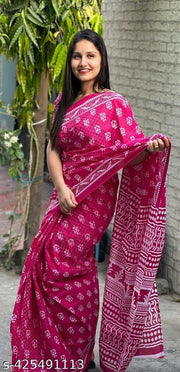 Soft Cotton Mulmul Saree with Seprate Cotton Blouse pice  Fabric Quality 150% Good Quality Product