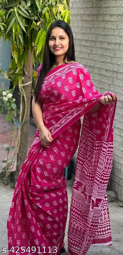 Soft Cotton Mulmul Saree with Seprate Cotton Blouse pice  Fabric Quality 150% Good Quality Product