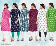 Women Printed Crepe Kurti (Combo Of 5)