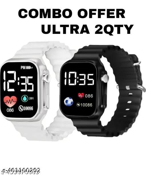 Black+White 2qty ultra combo digital watch men & women