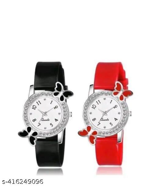 Analogue Flower Design Dial PU Strap Analog Girl's and Women's Watch