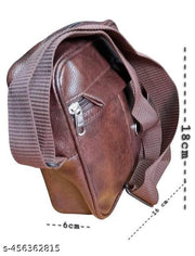 Men's Mini Side Sling Bag size 18X16X6 cms Front And Back Zippper Pocket, Inside One Small Pocket