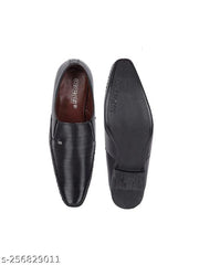 Men's Black Synthetic Leather Slip On Party Formal Shoes - MRJ13