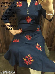 Embroidered Blue Rayon kurti