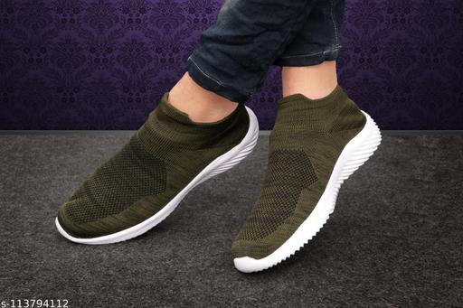 #Fancy #Olive Synthetic Sports Shoes For Men