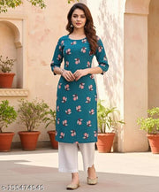 Women Printed Crepe Kurtis combo of 2