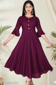 Unique Stylish Rayon Round Neck Long Kurti