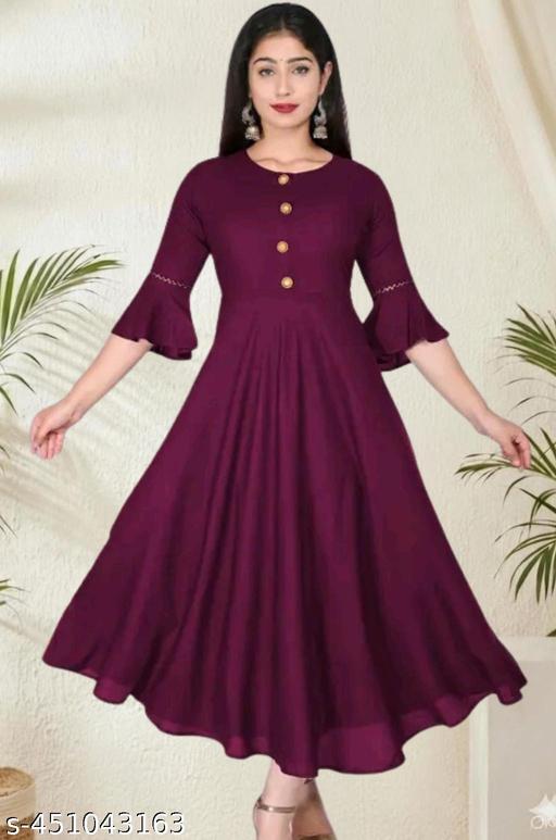 Unique Stylish Rayon Round Neck Long Kurti