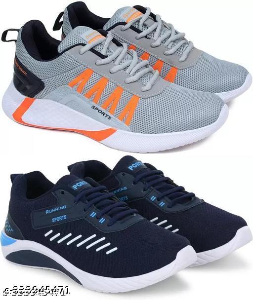 Combo of 2 Men's Blue Sports Shoes - Lightweight Running shoes for Men