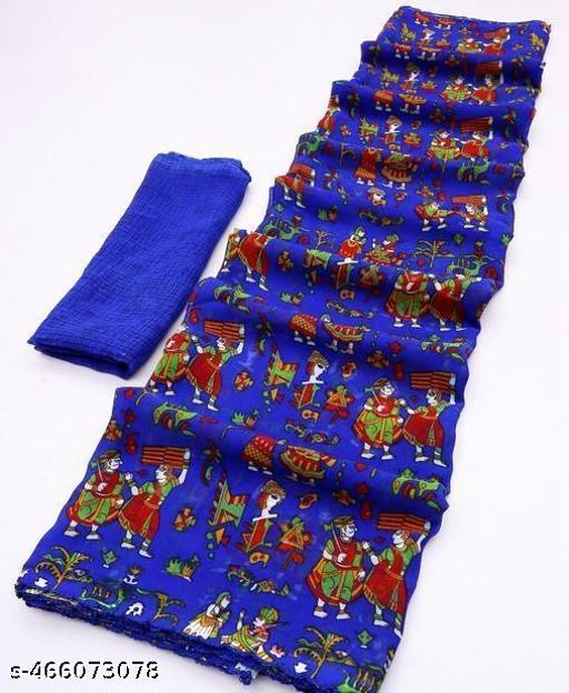 Georgette Printed Saree (Lace Border)
