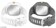 Square Dial Black Blue Grey White Analog Watches with Silicon Strap Stylish ADDI Designer Combo Watch for Mens & Boys