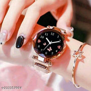 Luxury Mesh  Magnet Buckle Starry sky Quartz Watches For girls.