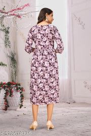 Floral Printed Lavendar Anarkali Kurti