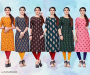 Women Printed Crepe Kurti (Combo Of 6)