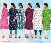 Women Printed Crepe Kurti (Combo Of 6)